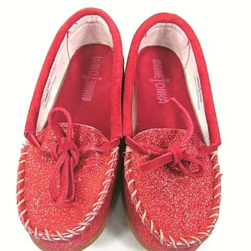New MINNETONKA GIRLS GLITTER MOC Girl's SHOES 3